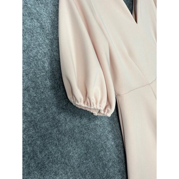 Blush Pink Puff Sleeve Fit & Flare Dress Size 10 Elegant Cocktail Evening Party - Picture 12 of 12